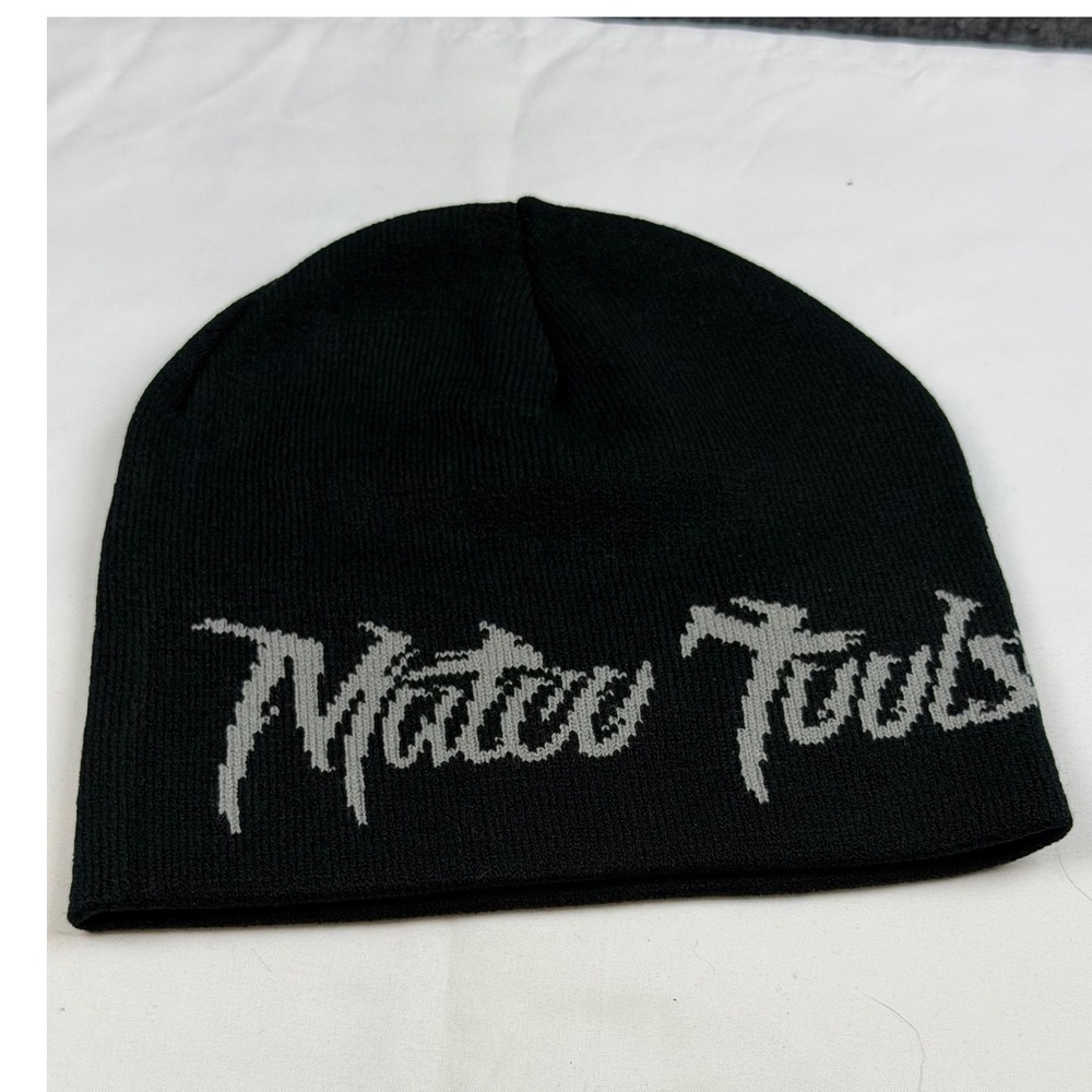 Matco Tools Black Knit Beanie Hat Gothic Script Logo Automotive Skull Cap Car